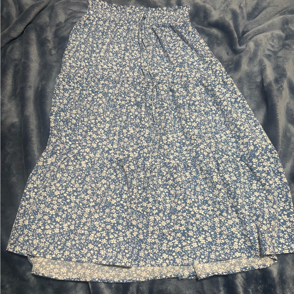 Blue and White Floral Skirt